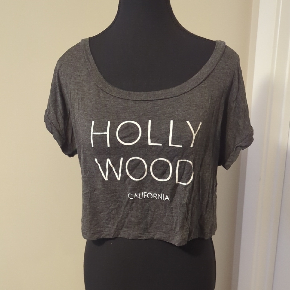 ZENANA OUTFITTERS | Gray Crop Top Short Sleeve, Soft Stretchy T-shirt, Medium